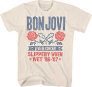 Bon Jovi - Hatch Roses Slippery When Wet 86-87 Tour T-shirt Natural - Extra Large 