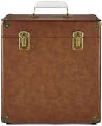 GPO Retro SWB18BRO 12" Vinyl Record Case 35 Count Capacity with Removable Lid - Brown 
