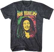 Bob Marley - Ganja Print T-Shirt - Medium Black Mineral Wash ZRBM0635A2