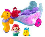 Fisher Price - Little People Disney Princess The Little Mermaid Ariel's Light-Up Sea Carriage, with Ariel & Flounder