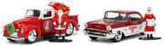 Christmas - Hollywood Rides - 1:32 1941 Ford Pickup & 1957 Chevy Bel-Air Die-Cast Cars with Santa & Mrs. Claus Figures 