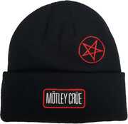 Motley Crue - Embroidered Twill Patch & Pentagram - Acrylic Knit Hat - Black BN400MOT 