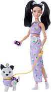 Barbie Twinning Looks Fashion Doll With Pet Dog, Black Hair