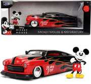 Disney Vintage Mickey - Hollywood Rides - 1:24 1951 Mercury Die-Cast Car & Mickey Figure (Collector's Edition Black/ Red/ Flame)