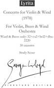 Lloyd: Concerto for Violin & Wind Study Score 