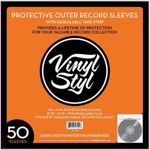 VINYL STYL 12 LP OUTER SLV PE W/ FLAP 50CNT CLEAR