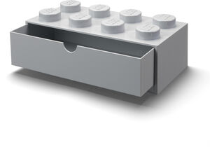 LEGO Stackable Storage: Desk Drawer with 4 Knobs, Grey 
