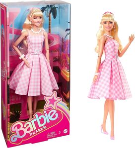 BARBIE MOVIE BARBIE WEARING PINK AND WHITE GINGHAM