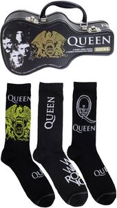 Perri's - Queen - Crew Socks (3 Pack Collector Guitar Shape Tin)