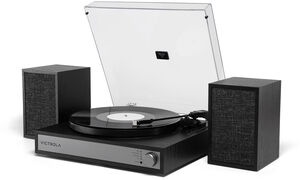 Victrola VTS-1300-BLK Harmony Bluetooth Record Player with Speakers (Black)
