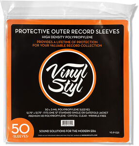 Vinyl Styl® VS-P-021 12 Inch Outer Record Sleeves - Easy Open - 50 Count (Crystal Clear)