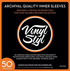 Vinyl Styl® VS-P-023 12 Inch Archival Inner Record Sleeves - HDPE-Lined - 50 Count (White)