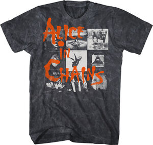 Alice In Chains - Album Covers Collage T-Shirt - XL Black Mineral Wash TS0100ALCA4