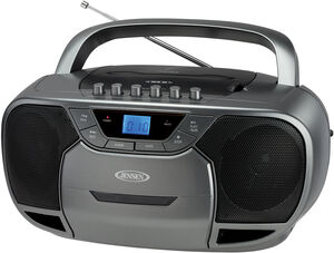 Jensen CD590GR Bluetooth Boombox CD Cassette Recorder AM/ FM (Gray) 