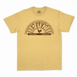 Sun Records - Brown Logo - Heavy Cotton T-Shirt - Medium Yellow 