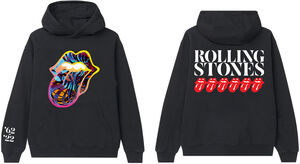 The Rolling Stones Cyberdellic Tongue Line Up Black Unisex Hoodie Medium 
