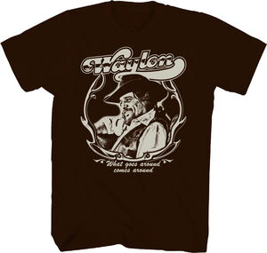 Waylon Jennings - What Goes Around T-Shirt - Large Chocolate TS0103WYJA3 