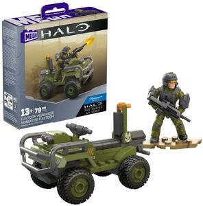 MEGA BLOKS - HALO FLEETCOM Mongoose Vehicle, 79 Piece Buiding Toy Set with Micro Action Figure