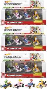 Mattel - Hot Wheels Mario Kart 4-Pack 3-Piece T Assortment (Nintendo)