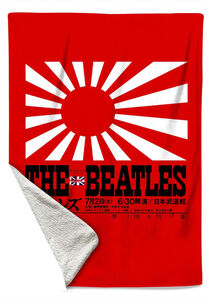 Rocksax - The Beatles - Japan Flag - Sherpa Fleece Throw (50 in x 60 in) 