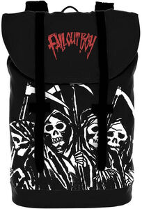 Rocksax - Fall Out Boy - Reaper Gang - Heritage Bag/ Retro Rucksack (Black/ Red/ White) 