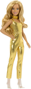 Mattel - Barbie Fashionista, Petite with Blonde Hair, Wearing Golden Jumpsuit and Accessories