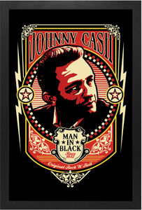 Johnny Cash - Man in Black Since 1932 - 11x17 Framed Print With Gel-Coat 