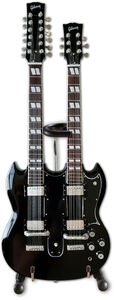 Axe Heaven Slash Gibson 1966 EDS-1275 Doubleneck Aged Black Mini Electric Guitar GG-226 