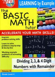 Basic Math Tutor Dividing 2,3, & 4 Digit Numbers With Remainder