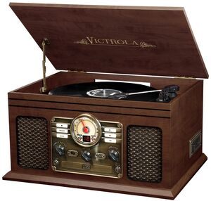 Victrola VTA-200B-ESP Classic 6 in 1 Espresso Wood Music Center with Bluetooth
