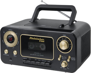 Studebaker SB2135BTBG Bluetooth Portable CD Player Radio and Cassette Player (Black/ Gold) 