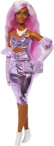 Mattel - Barbie Deluxe Style with Pink Hair and Metallic Pink Dress with Accessories 