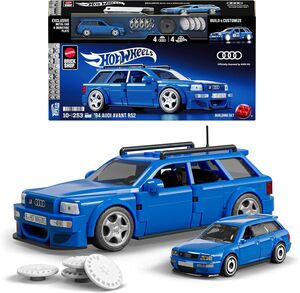 Mattel Brick Shop - Hot Wheels '94 Audi Avant RS2 Building Toy Set with Collectible Die-Cast Car