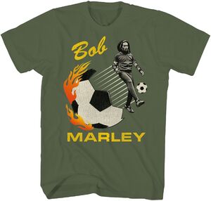 Bob Marley - Soccer Photo T-Shirt - Small Military Green ZRBM0657A1 