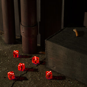 Five Dice, All Threes - Red/ Orange