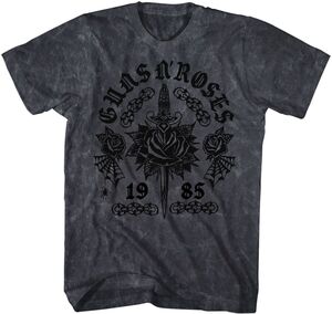 Guns N' Roses - Flocked Tattoo T-Shirt - XL Black Mineral Wash 12160726A4 