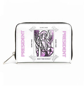 Rocksax - President - Angel Logo - Bi-Fold Zipped Wallet/ Purse (White)