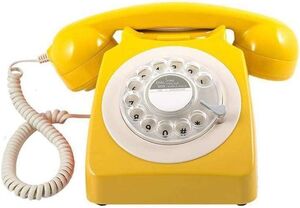 GPO Retro GPO746YEL 746 Desktop Rotary Dial Telephone - Mustard