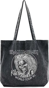 Rocksax-Iron Maiden-Killers World Tour Logo-Vintage Eco-Friendly Tote/Dbl Handle Blck