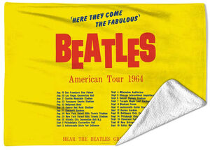 Rocksax - The Beatles - America Tour Yellow - Sherpa Fleece Blanket (60 in x 80 in)