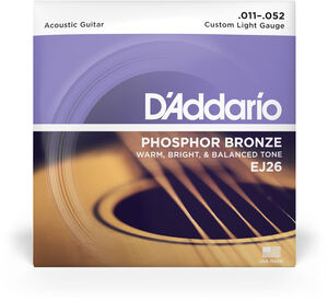 D'Addario EJ26 Phosphor Bronze Acoustic Guitar Strings Custom Light 11-52 