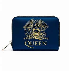 Rocksax - Queen - Gold Crest Logo - Bi-Fold Zipped Wallet/ Purse (Navy Blue)