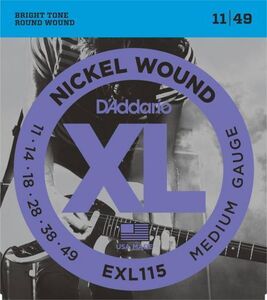 D'Addario EXL115 Nickel Wound Electric Guitar Strings Medium/ Blues Jazz Rock 11-49 