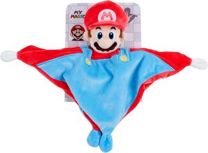 Super Mario - Baby Security Blanket with Rattle 10"x10" Plush with Soft Mario Head for Infants 