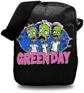 Rocksax - Green Day - Zombie Logo - Crossbody Bag with Stash Pockets (Black) 