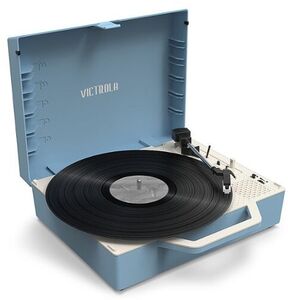 Victrola VSC-725SB-LBL Re-Spin Dual Bluetooth Sustainable Suitcase Record Player (Light Blue)