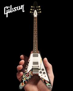 Axe Heaven Jimi Hendrix Gibson Psychedelic Flying V Mini Guitar Replica Collectible GG-521
