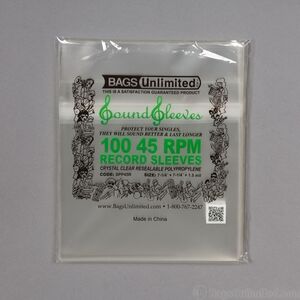 Bags Unlimited SPP45R - 7 IN 45 RPM Outer Record Sleeve - Resealable  - 100 CNT 