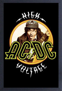 AC/ DC - High Voltage Badge - 11x17 Framed Print With Gel-Coat