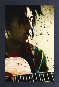 Bob Marley - Acoustic Guitar - 11x17 Framed Print With Gel-Coat 